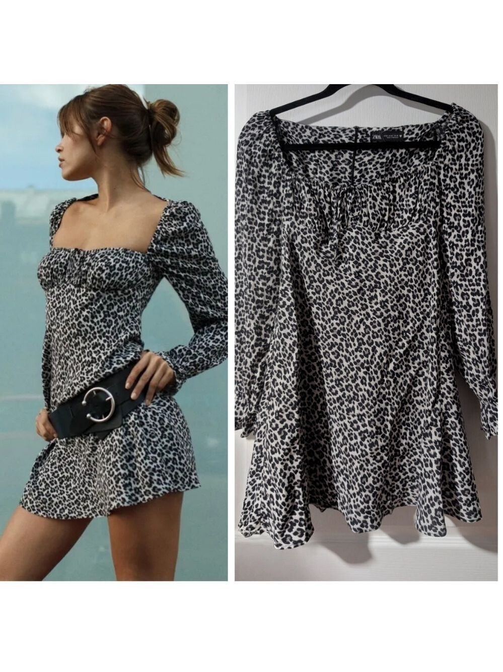 NEW Zara | Square Neck Animal Print Mini Dress